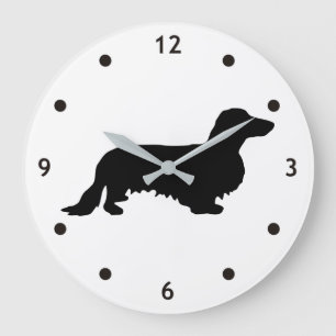 Grande Horloge Ronde Cheveux longs Dachshund - Silhouette 1