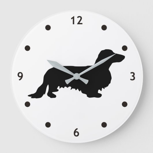 Grande Horloge Ronde Cheveux longs Dachshund - Silhouette 1 (Recto)