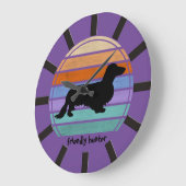 Grande Horloge Ronde Cheveux longs Dachshund - Silhouette 1 (Angle)