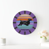 Grande Horloge Ronde Cheveux longs Dachshund - Silhouette 1 (Maison)