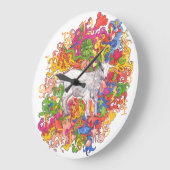 Grande Horloge Ronde Chèvre psychédélique (Angle)