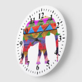 Grande Horloge Ronde Chevron Elephant Motif (Angle)
