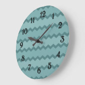 Grande Horloge Ronde Chevron turquoise terreux (Angle)