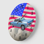 Grande Horloge Ronde Chevy Impala 327, Drapeau Américain 1965 (Angle)