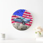 Grande Horloge Ronde Chevy Impala 327, Drapeau Américain 1965 (Maison)