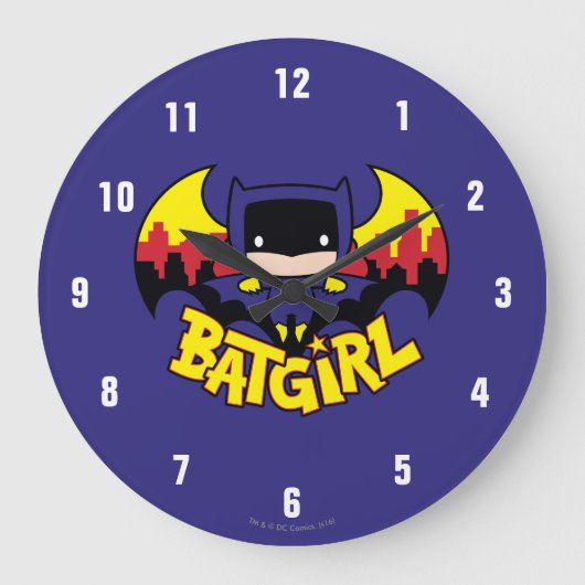 Grande Horloge Ronde Chibi Batgirl avec Gotham Skyline & Logo (Recto)