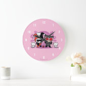 Grande Horloge Ronde Chibi Harley Quinn Et Chibi Catwoman Avec Des Chat (Maison)