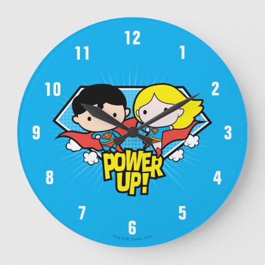 Grande Horloge Ronde Chibi Superman & Chibi Supergirl Power Up! (Recto)