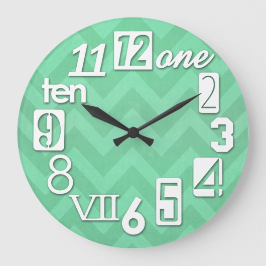 Grande Horloge Ronde Chibra Funky Mint Green Chevron (Recto)