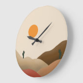 Grande Horloge Ronde Chic Boho Terracotta Desert Cactus (Angle)