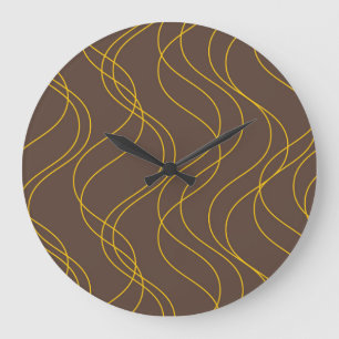 Grande Horloge Ronde Chic, cool, tendance, lignes courbes ondulées déco