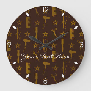 Grande Horloge Ronde Chic Gold & Coco Brown Custom Wall Clock