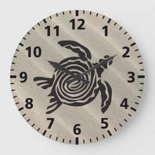 Grande Horloge Ronde Chic minable de plage de tortue