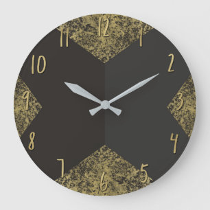 Grande Horloge Ronde Chic Moderne Or et Gris