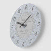 Grande Horloge Ronde Chic Perles d'Argent 25e Anniversaire de Mariage (Angle)