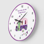 Grande Horloge Ronde Chic rétro Campervan violet rose hippy Shabby (Angle)
