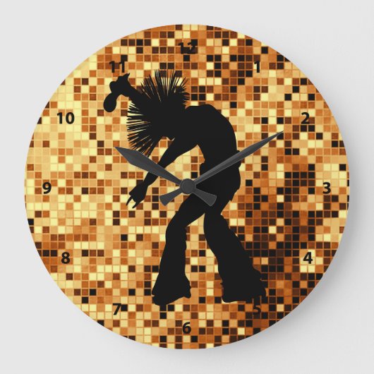 Grande Horloge Ronde Chic Retro Singer Dancer Gold Mirror Tiles (Recto)