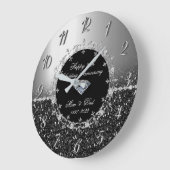 Grande Horloge Ronde Chic Silver Mariage pailleté 25ème anniversaire de (Angle)