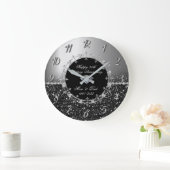 Grande Horloge Ronde Chic Silver Mariage pailleté 25ème anniversaire de (Maison)