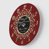 Grande Horloge Ronde Chic Swirls Red 50 Wedding Anniversary (Angle)