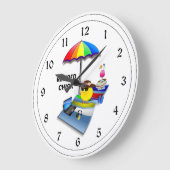Grande Horloge Ronde Chick retraité à la plage (Angle)