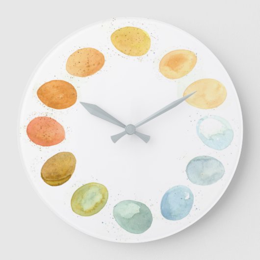 Grande Horloge Ronde Chicken Fresh Eggs Watercolor (Recto)