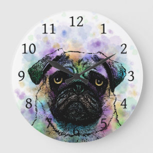 Grande Horloge Ronde chien 156 Carlin drôle