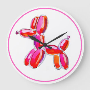 Grande Horloge Ronde Chien Ballon