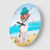 Grande Horloge Ronde Chien beagle Sur La Plage (Angle)