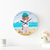 Grande Horloge Ronde Chien beagle Sur La Plage (Maison)