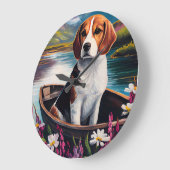 Grande Horloge Ronde Chien beagle sur une pagaie : une aventure Pittore (Angle)