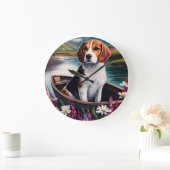 Grande Horloge Ronde Chien beagle sur une pagaie : une aventure Pittore (Maison)
