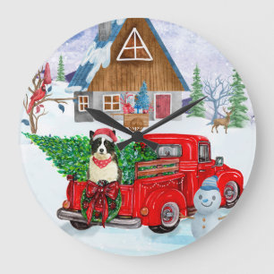 Grande Horloge Ronde Chien Border Collie dans un camion de livraison de