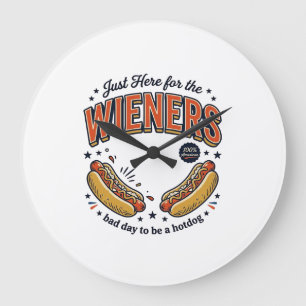 Grande Horloge Ronde Chien Chaud Drôle Wiener Design de T-Shirt Vintage