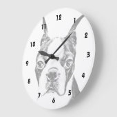 Grande Horloge Ronde Chien de Boston Terrier (Angle)