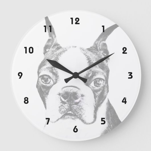 Grande Horloge Ronde Chien de Boston Terrier (Recto)
