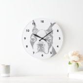 Grande Horloge Ronde Chien de Boston Terrier (Maison)