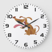 Grande Horloge Ronde Chien de caricature avec grand sourire et langue d (Recto)