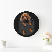 Grande Horloge Ronde Chien de chien Dans My Pocket Dachshund Weiner Dog (Maison)