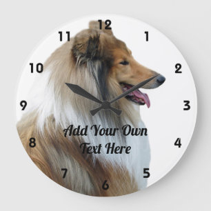 Grande Horloge Ronde Chien de mouton de Collie roux