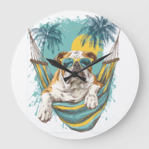 Grande Horloge Ronde Chien de paresse � Drôle de Pup