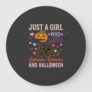 Grande Horloge Ronde Chien drôle de Labrador Retriever Halloween Citrou