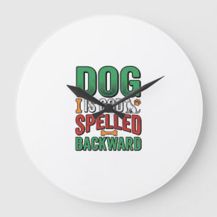 Grande Horloge Ronde Chien est Dieu écrit à l'envers Vintage Amoureux d