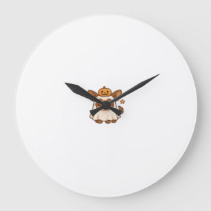 Grande Horloge Ronde Chien Kawaii Halloween � Citrouille Fantôme Chiot 