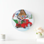 Grande Horloge Ronde Chien maltais en livraison de Noël Camion Neige (Maison)