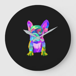 Grande Horloge Ronde Chien mignon, Chien en mignon de couleur cadeau fr