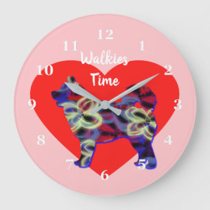 Grande Horloge Ronde Chien sibérien Husky Silhouette Saint Valentin ros