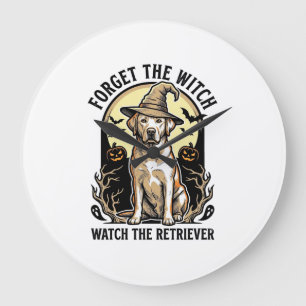 Grande Horloge Ronde Chien sorcière Labrador Halloween vintage Retrieve