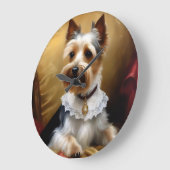 Grande Horloge Ronde Chien Yorkshire Terrier Beauté (Angle)