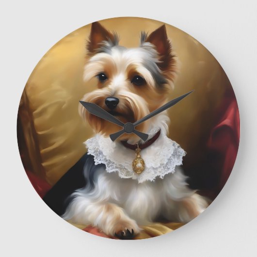 Grande Horloge Ronde Chien Yorkshire Terrier Beauté (Recto)